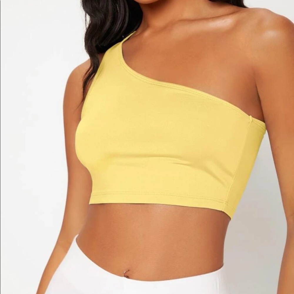 Basic One Shoulder Solid Crop Top